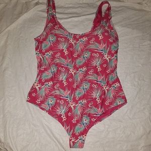 Basic Edition size 18 pink tropical print swimsuit
